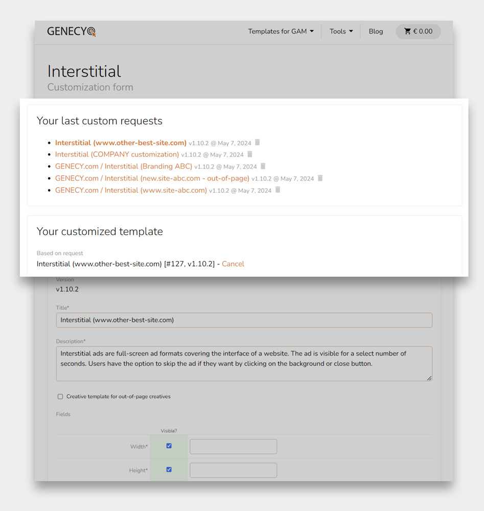 Save your customizations for Google Ad Manager templates